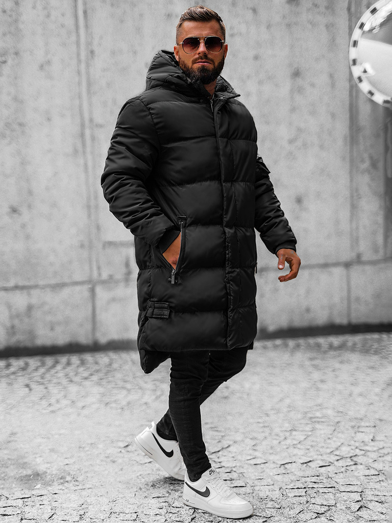 Férfi steppelt Kabát Fekete OZONEE O/M799