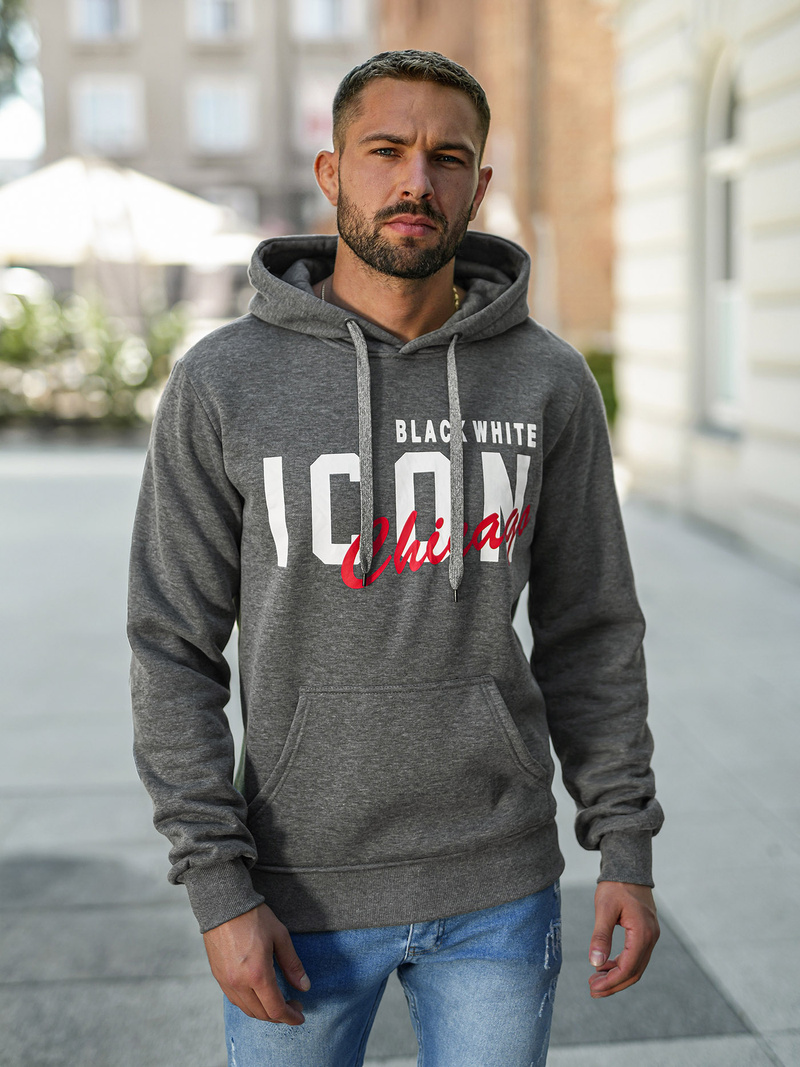 Férfi kapucnis felső grafit OZONEE JS/8B1736/5