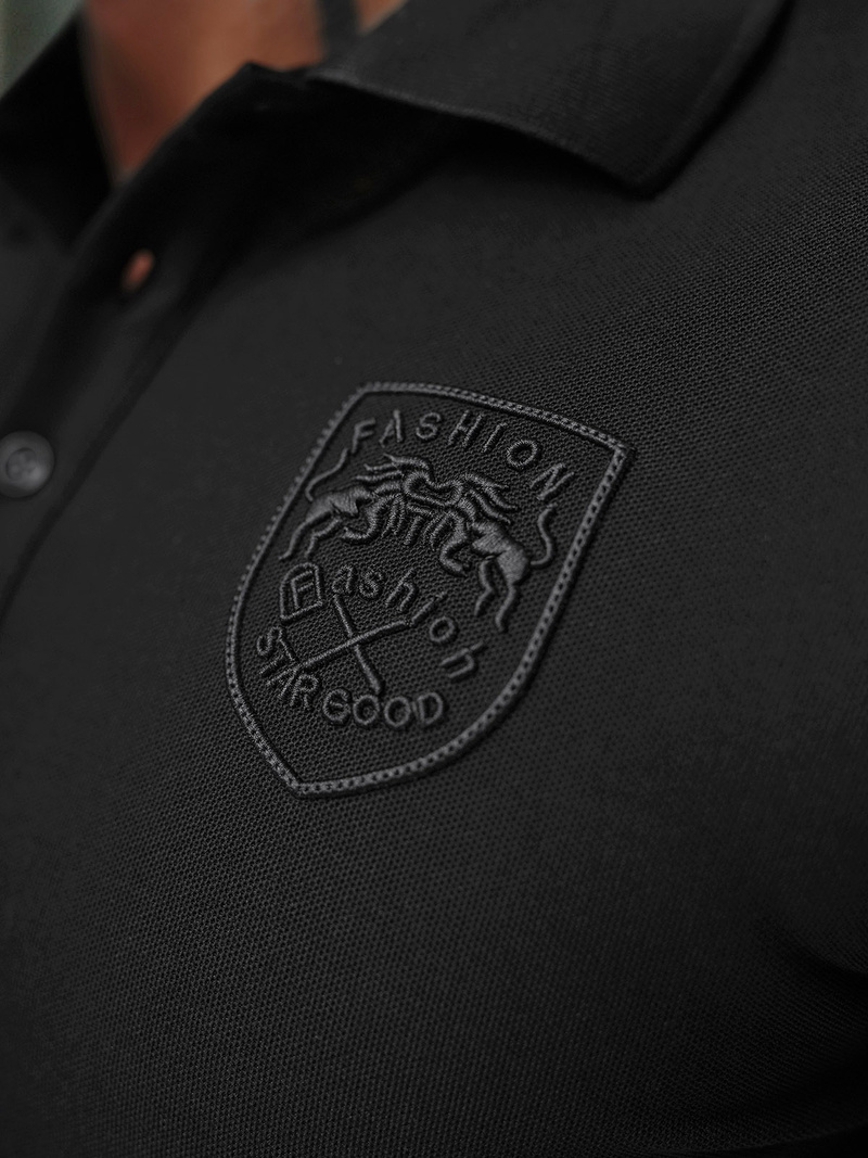 Férfi galléros póló fekete OZONEE NB/MT3142