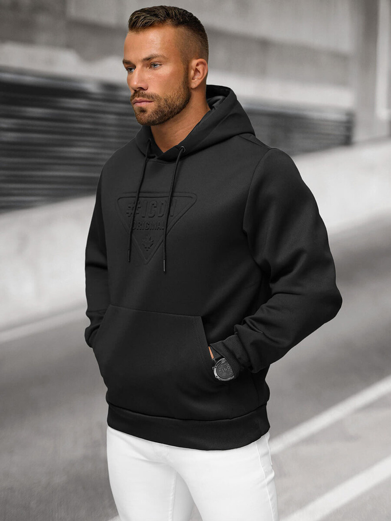 Férfi kapucnis felső fekete OZONEE JS/27B6500/3