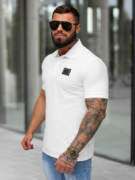 Férfi galléros póló fehér OZONEE NB/MT3124