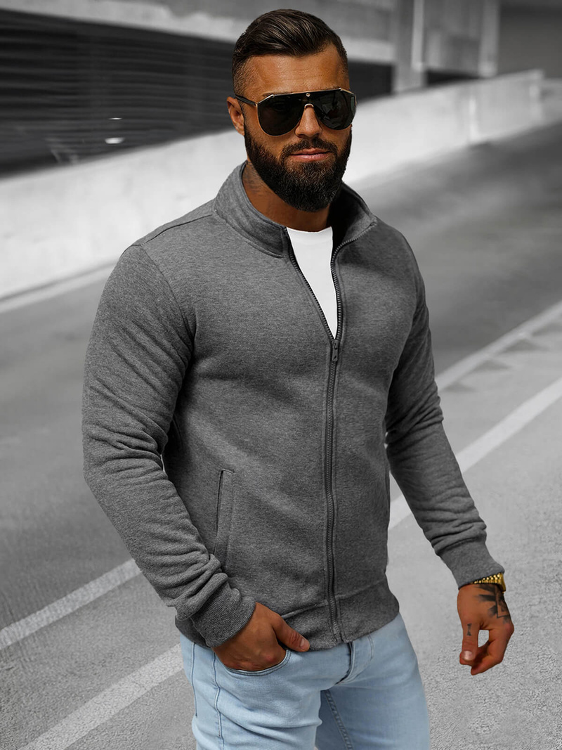 Férfi Pulóver Sötét-Szürke OZONEE JS/2002Z