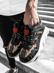 magas sneakersek fekete-bézs OZONEE G/2020