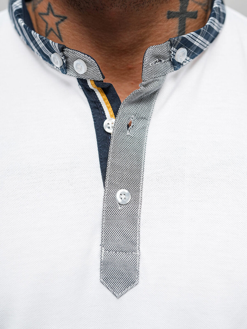 Férfi galléros póló fehér OZONEE O/DA803