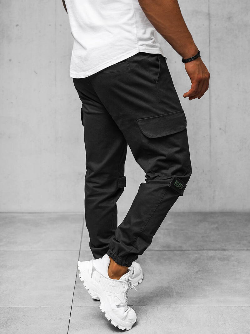 Férfi chino nadrág nadrág fekete OZONEE O/G3014Z