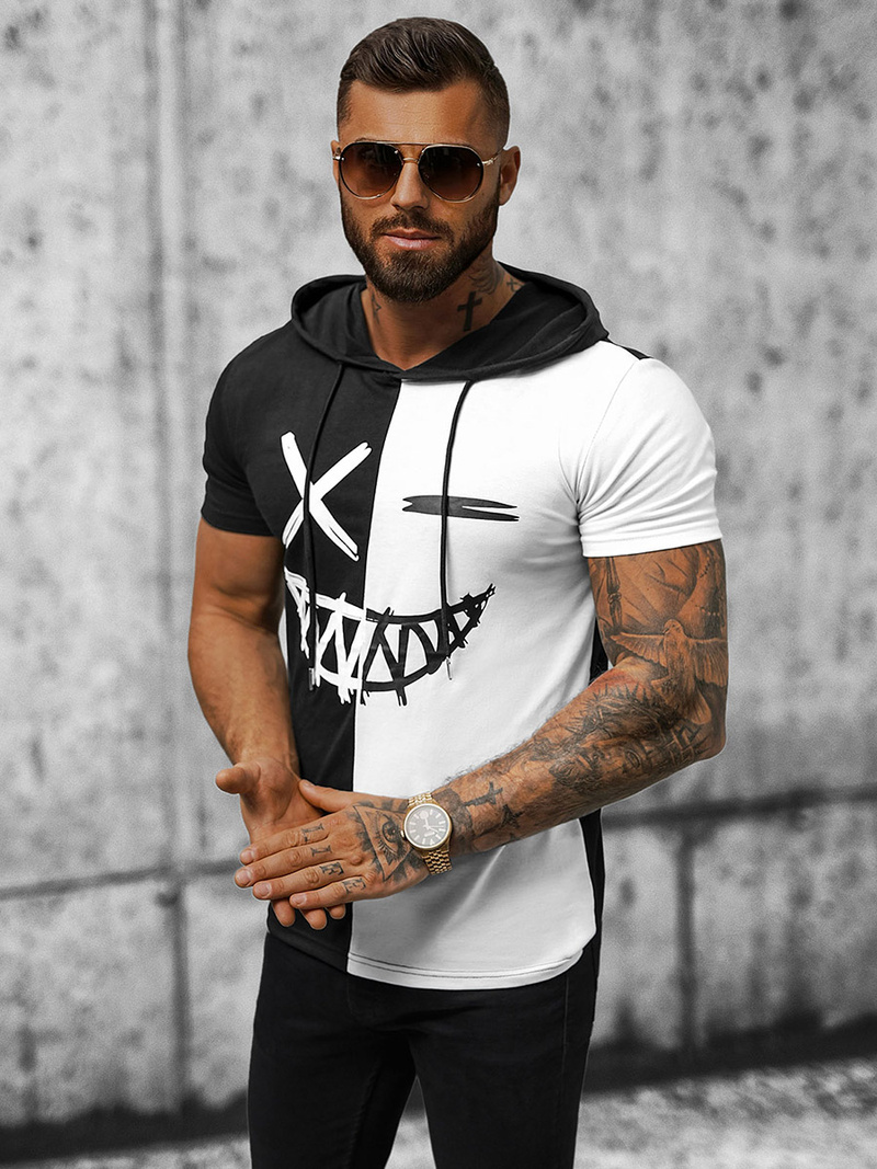 Férfi Póló Fekete-Fehér OZONEE JS/8T981