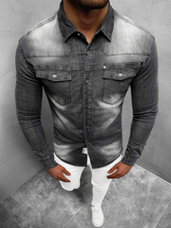 Férfi Farmer Ing Fekete OZONEE NB/MC703N