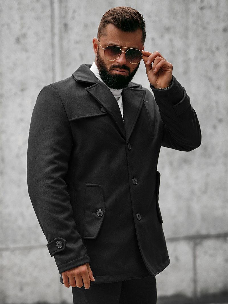 Férfi szövetkabát fekete OZONEE JS/79M3127Z