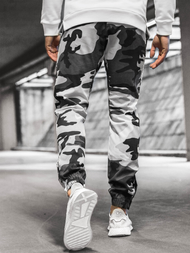 Férfi nadrág színű jogger Fekete-fehér OZONEE A/0952