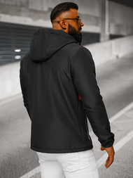 Férfi kapucnis softshell kabát fekete-piros OZONEE JS/HH022/1C