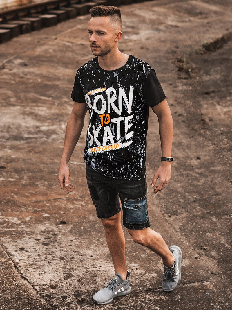 Férfi farmer rövidnadrág Fekete OZONEE G/1071