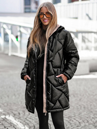 Női téli kabát fekete OZONEE JS/5M3189/392Z