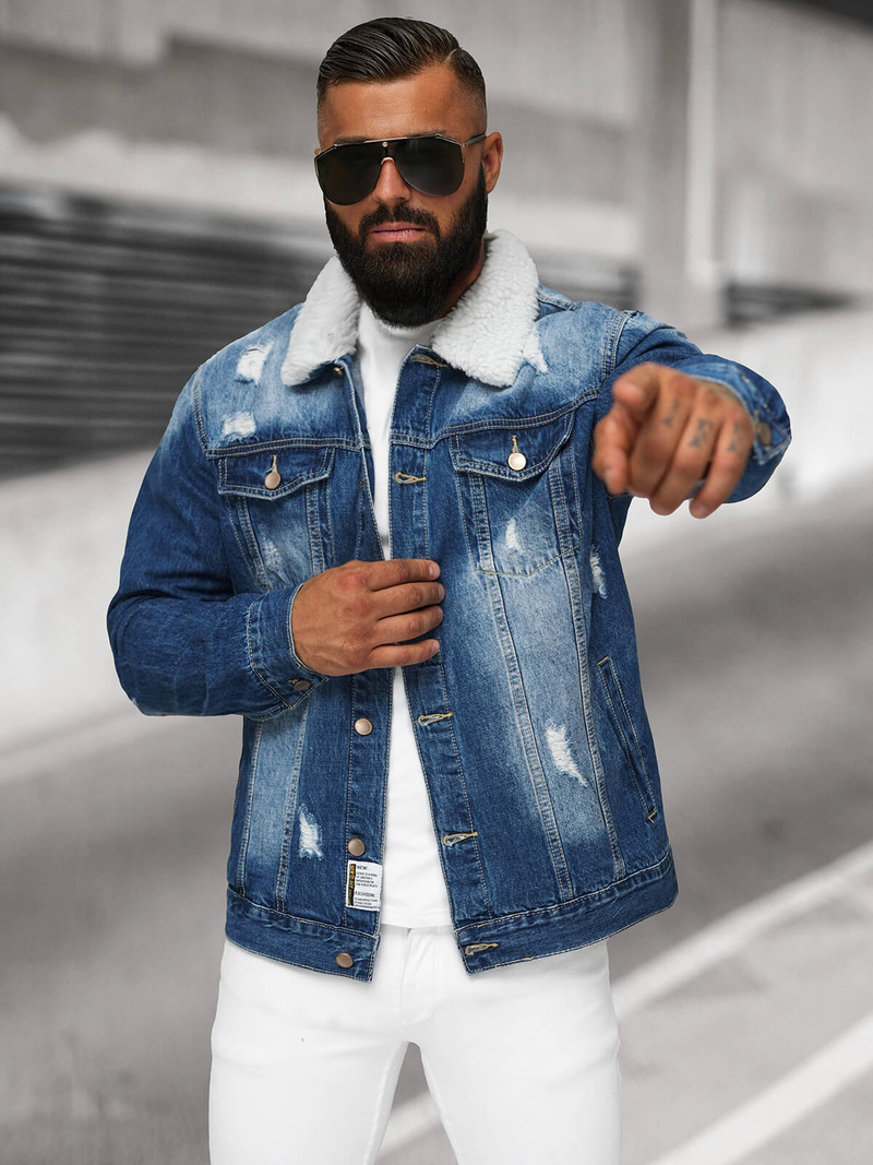 Férfi farmer dzseki SHERPA kék OZONEE NB/MJ502BZ