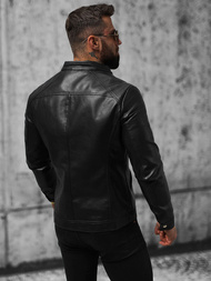 Férfi bőrdzseki fekete OZONEE JS/11Z8016