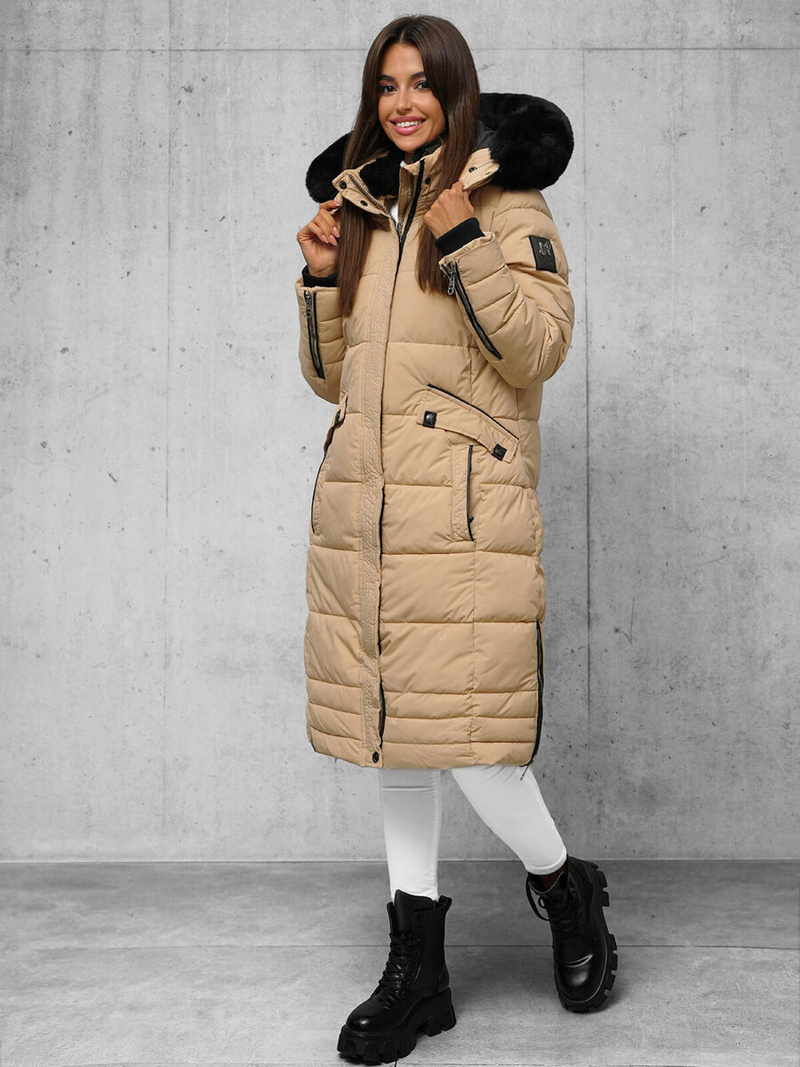 Női téli kabát bézs OZONEE O/W377