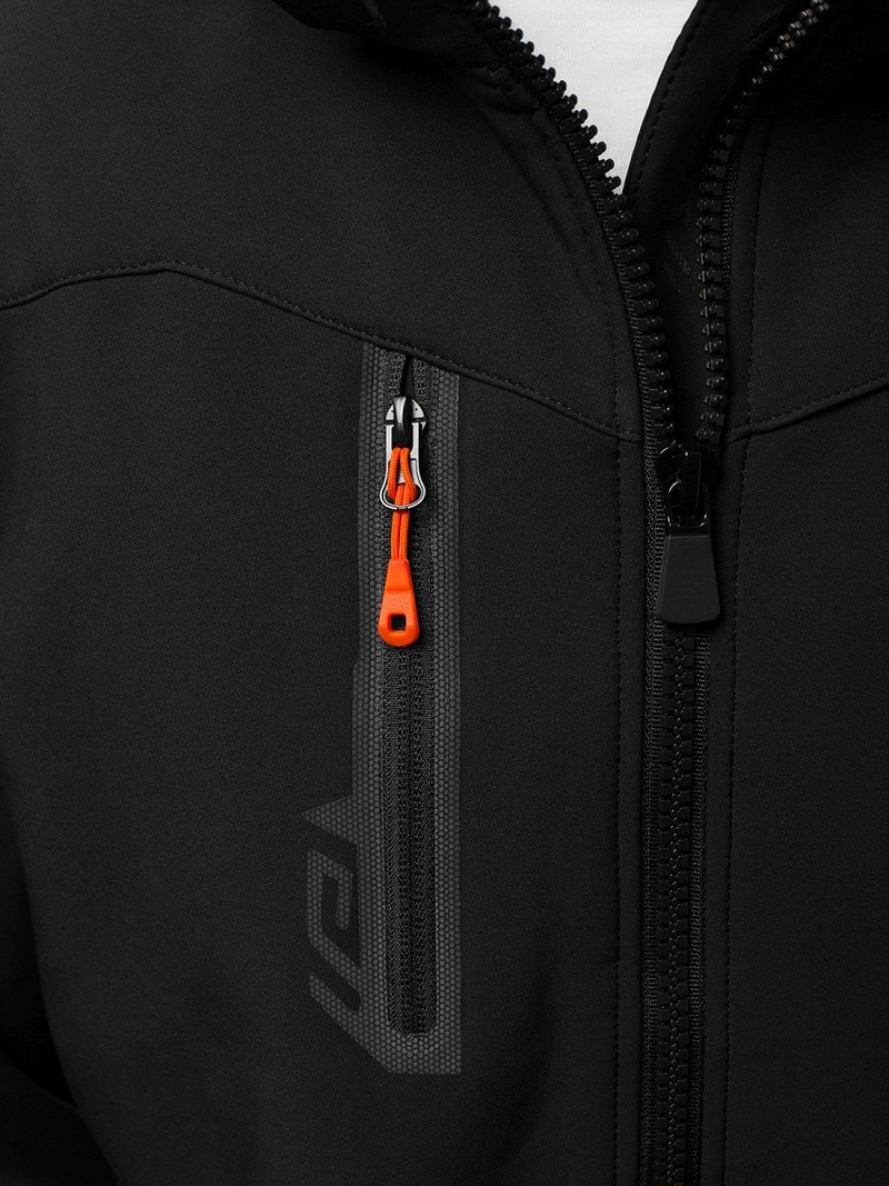 Férfi kapucnis softshell kabát fekete-narancs OZONEE GE/12268