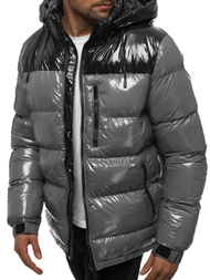 Férfi steppelt téli kabát szürke OZONEE N/6462