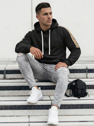 Férfi kapucnis felső fekete OZONEE JS/8B1730/3Z