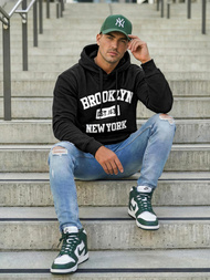 Férfi kapucnis felső fekete OZONEE JS/8B1767/3Z