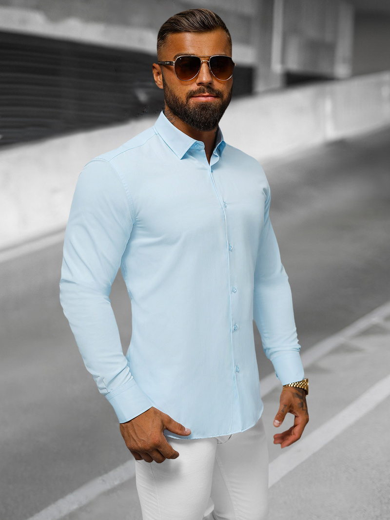 Férfi Ing Világos-Kék OZONEE O/V59