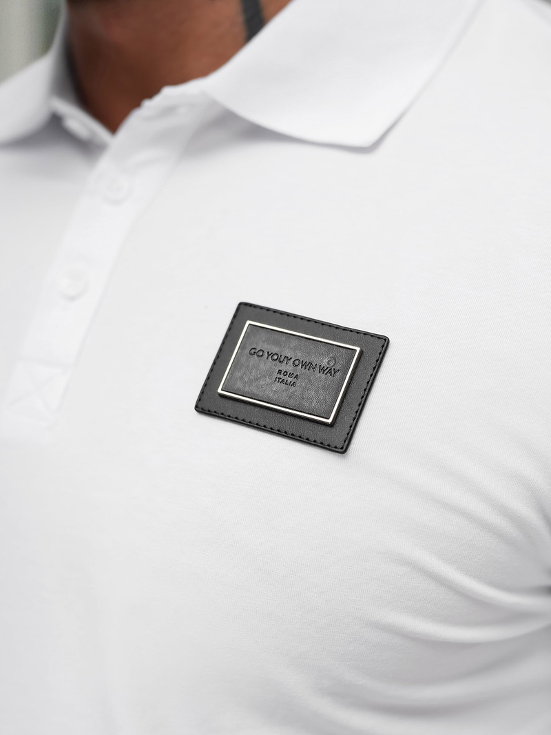 Férfi galléros póló fehér OZONEE NB/MT3124