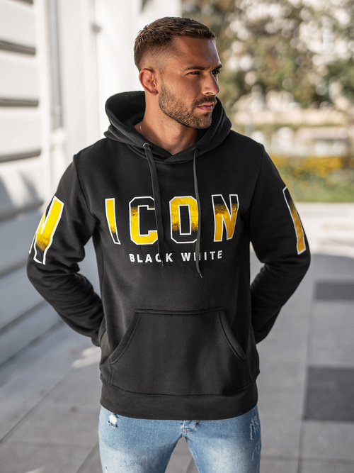 Férfi kapucnis felső fekete OZONEE JS/8B1739/3