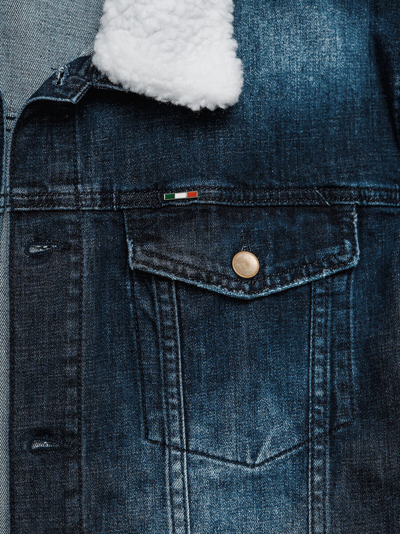 Férfi Farmer Dzseki SHERPA Sötét-Kék OZONEE NB/MJ516BSZ