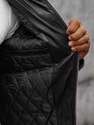 Férfi bőrdzseki fekete OZONEE JS/11Z8012