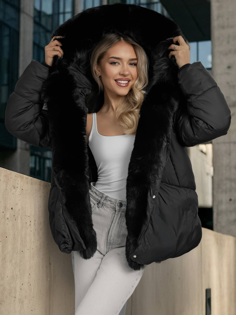 Női téli kabát fekete OZONEE O/16M9179/392Z