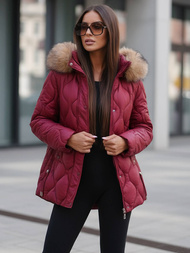 Női téli kabát bordó OZONEE JS/5M3226/1Z