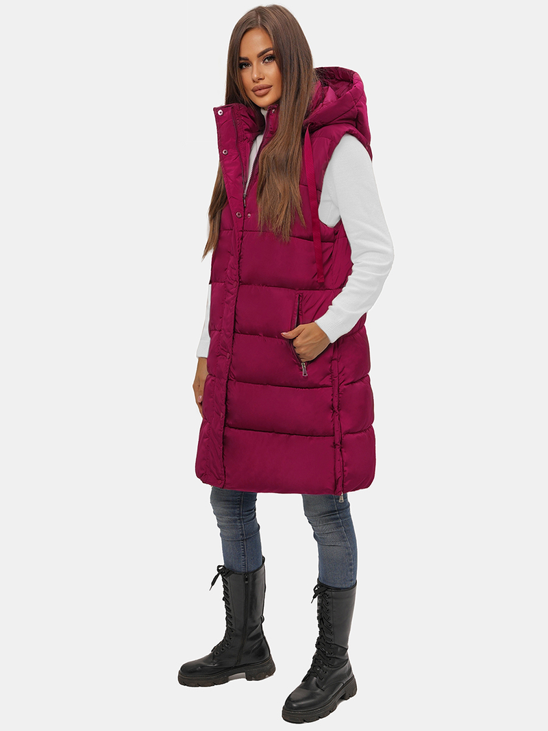 Női hosszú mellény bordó OZONEE O/81276