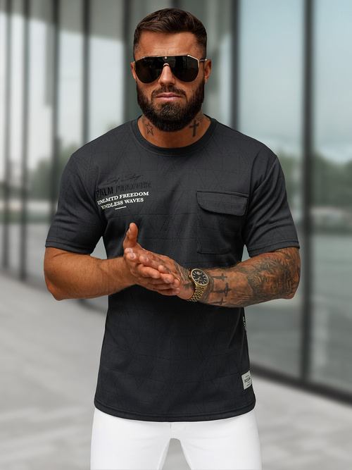 Férfi Póló Fekete OZONEE O/QQ1530