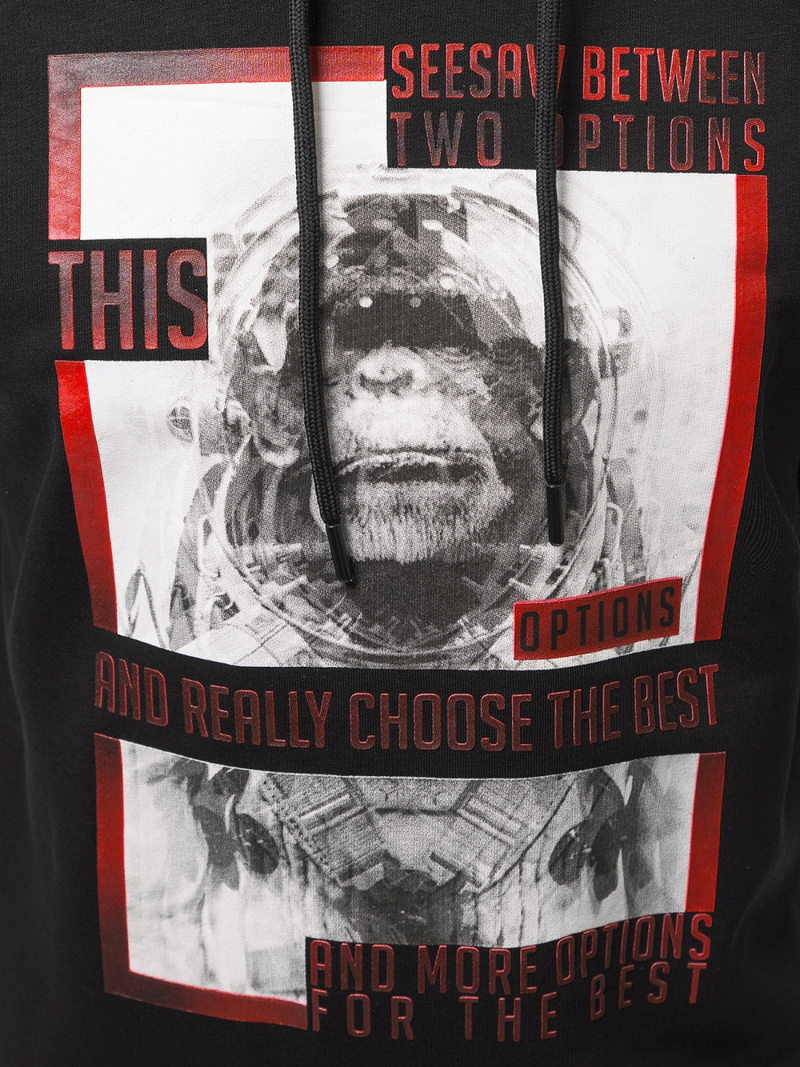 Férfi pulcsi kapucnival Fekete OZONEE B/20402010