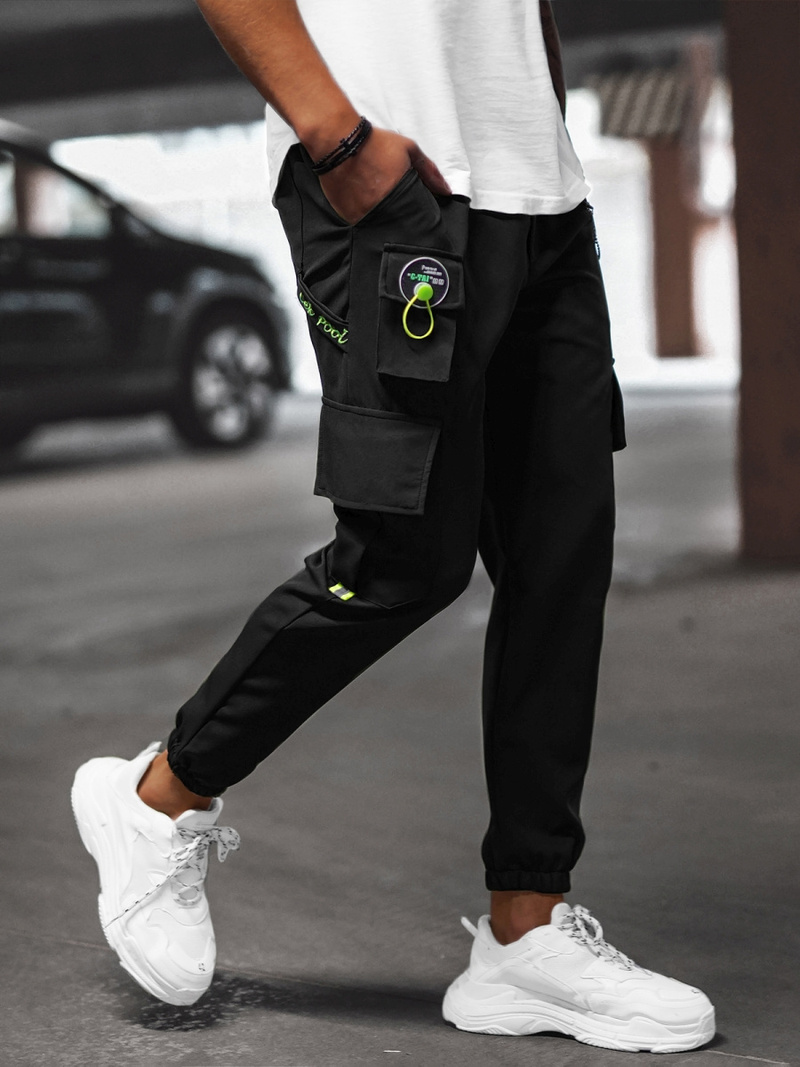 Férfi nadrág chino jogger fekete OZONEE O/CP149Z