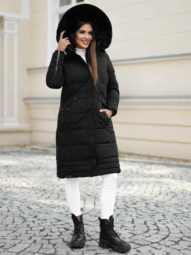 Női téli kabát fekete OZONEE O/W377Z