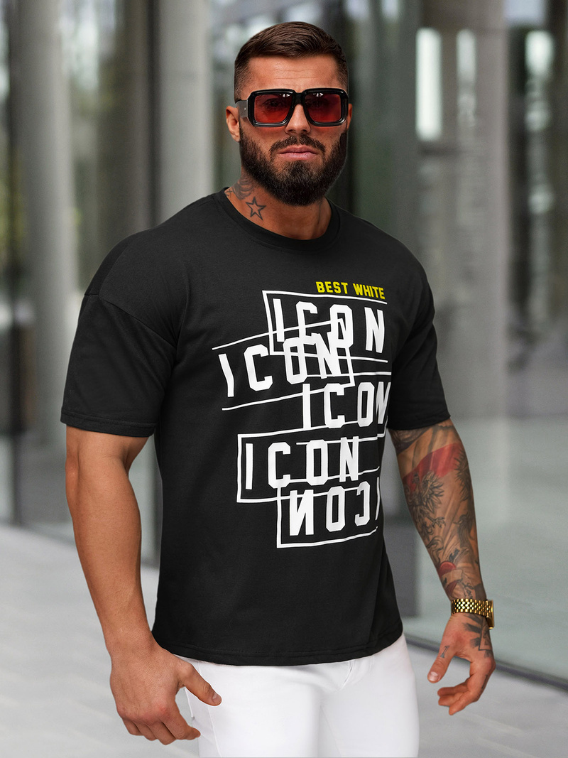 Férfi Póló Fekete OZONEE JS/8B1366/3