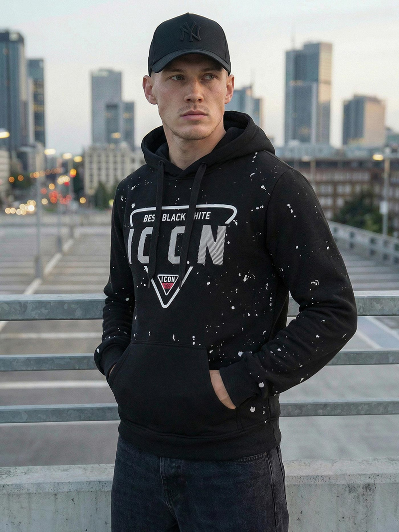 Férfi kapucnis felső fekete OZONEE JS/8B1737/3Z