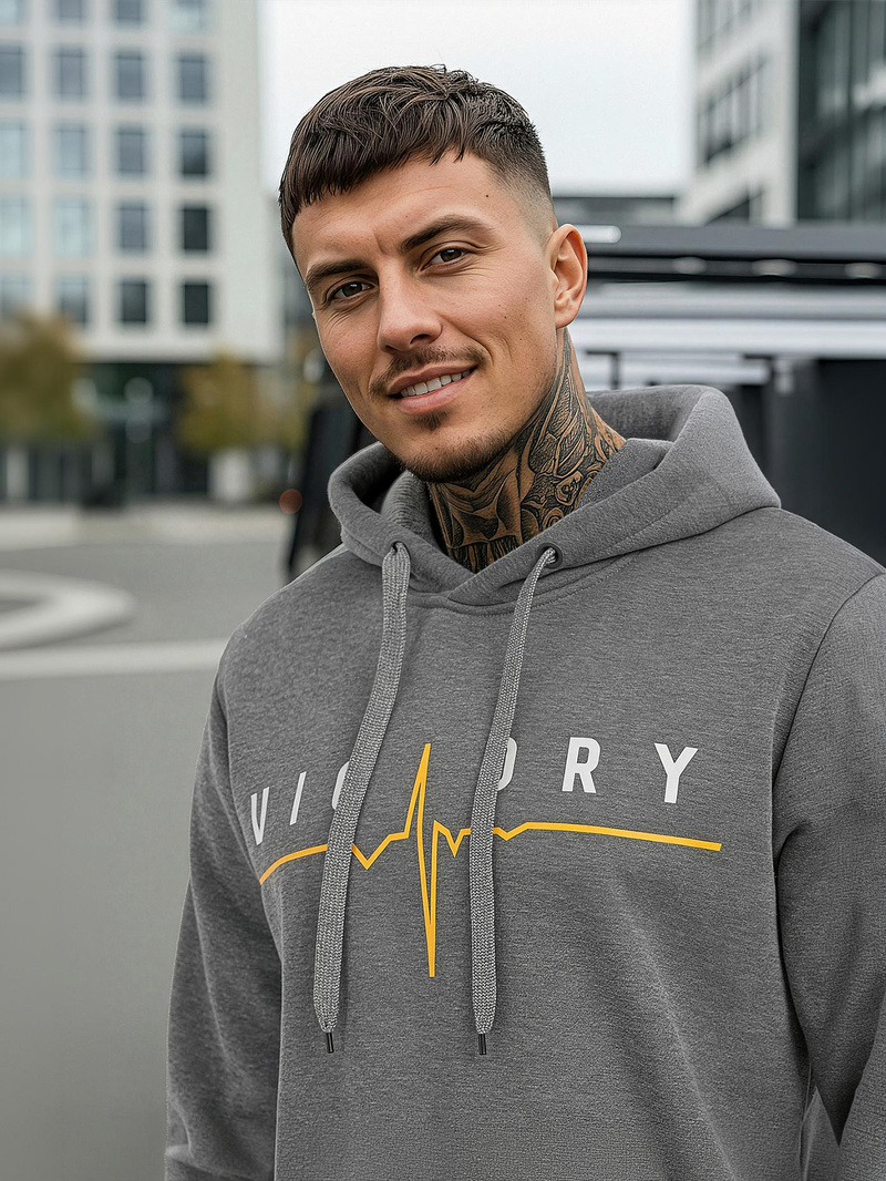 Férfi kapucnis felső grafit OZONEE JS/8B1757/5