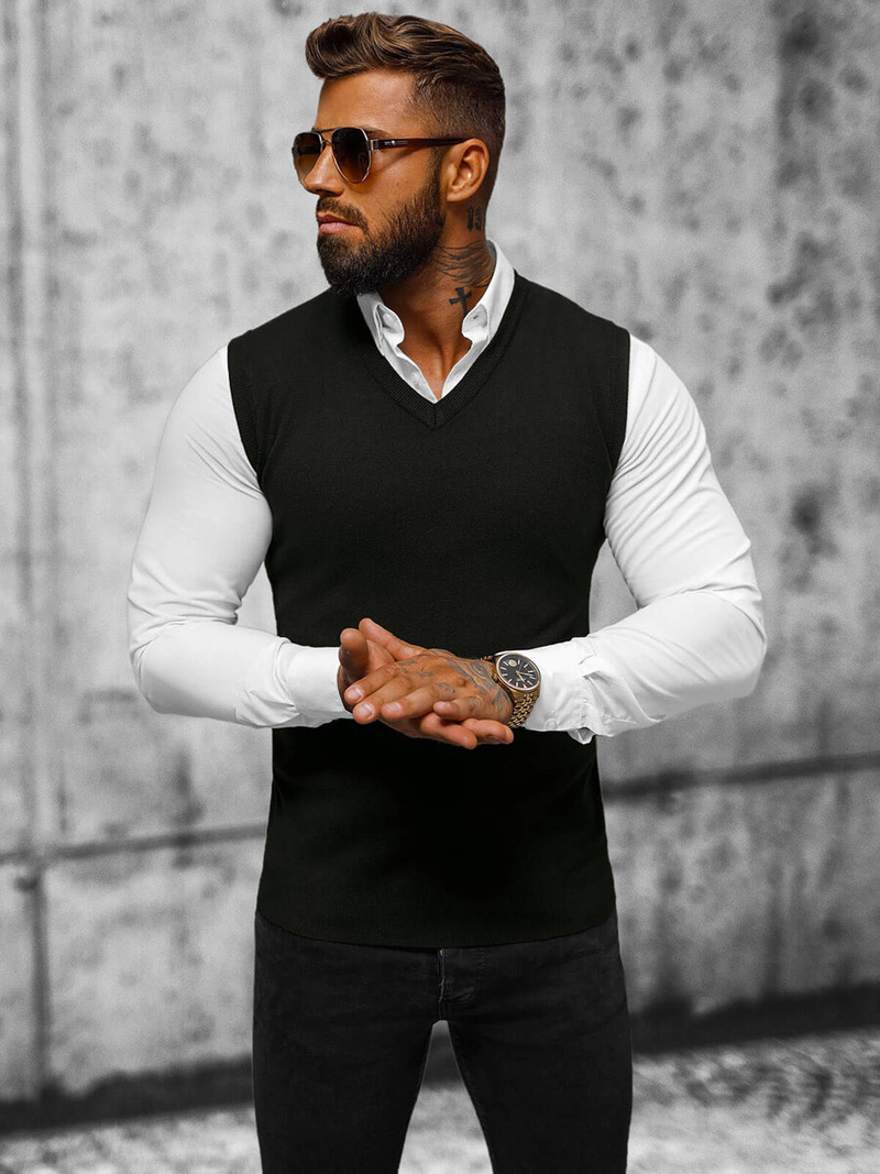 Férfi Pulóver Fekete OZONEE NB/MM6005/4Z