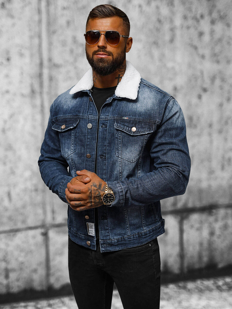 Férfi Farmer Dzseki SHERPA Sötét-Kék OZONEE NB/MJ516BSZ