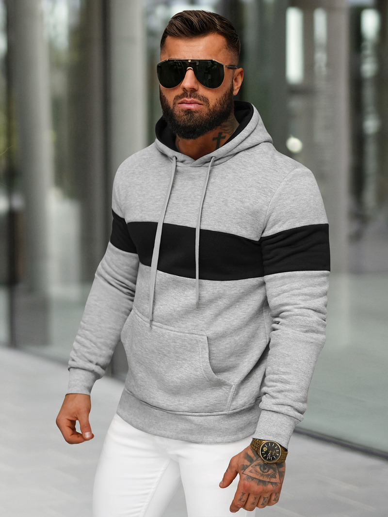 Férfi kapucnis felső szürke OZONEE JS/8B1316/2