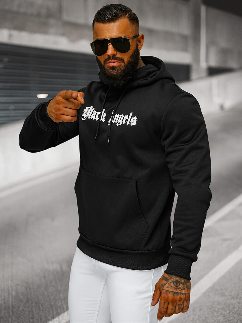 Férfi kapucnis felső fekete OZONEE JS/27B6509/3