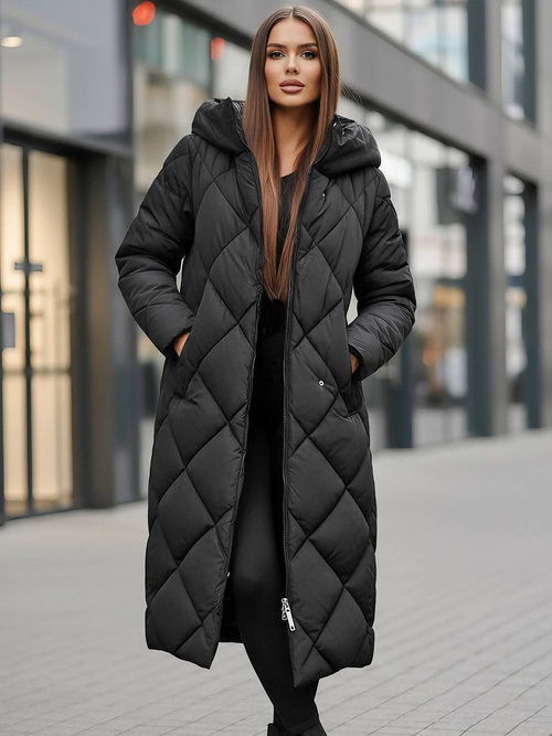 Női téli kabát fekete OZONEE JS/5M3173/392Z