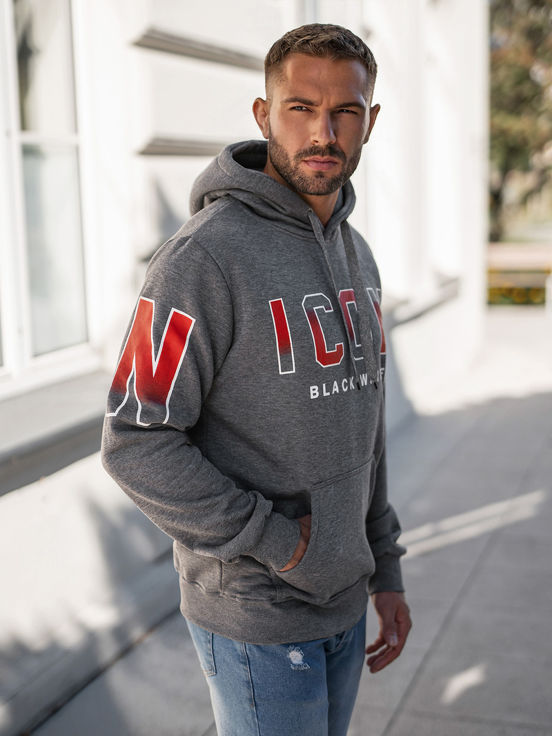 Férfi kapucnis felső grafit OZONEE JS/8B1739/5