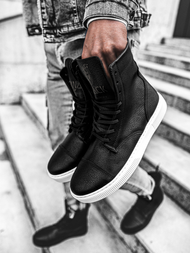 Férfi magasszárú sneakersek Fekete-fehér OZONEE KN/022