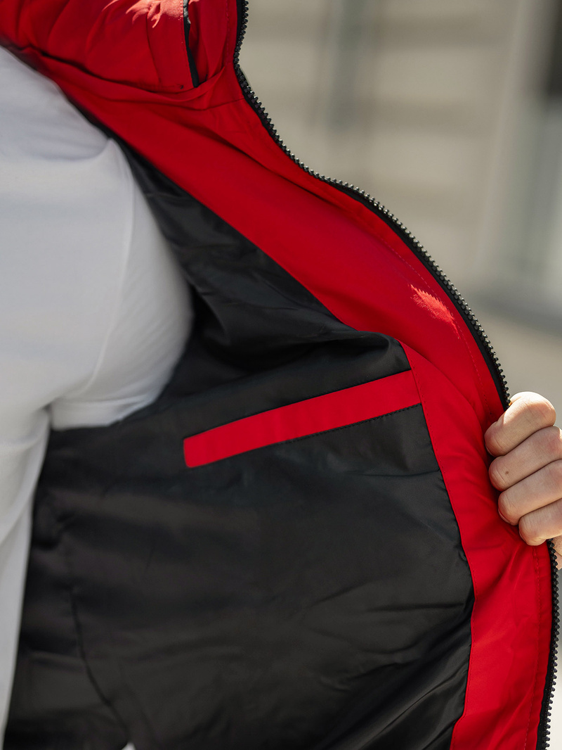 Férfi téli parka kabát fekete-piros OZONEE JS/31M5083/270