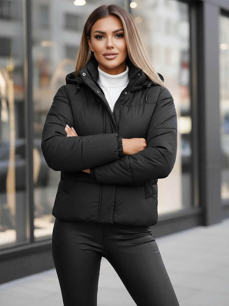 Női kabát fekete OZONEE JS/16M9188/392Z