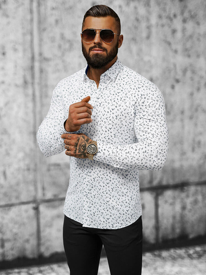 Férfi Ing Fehér OZONEE O/V14