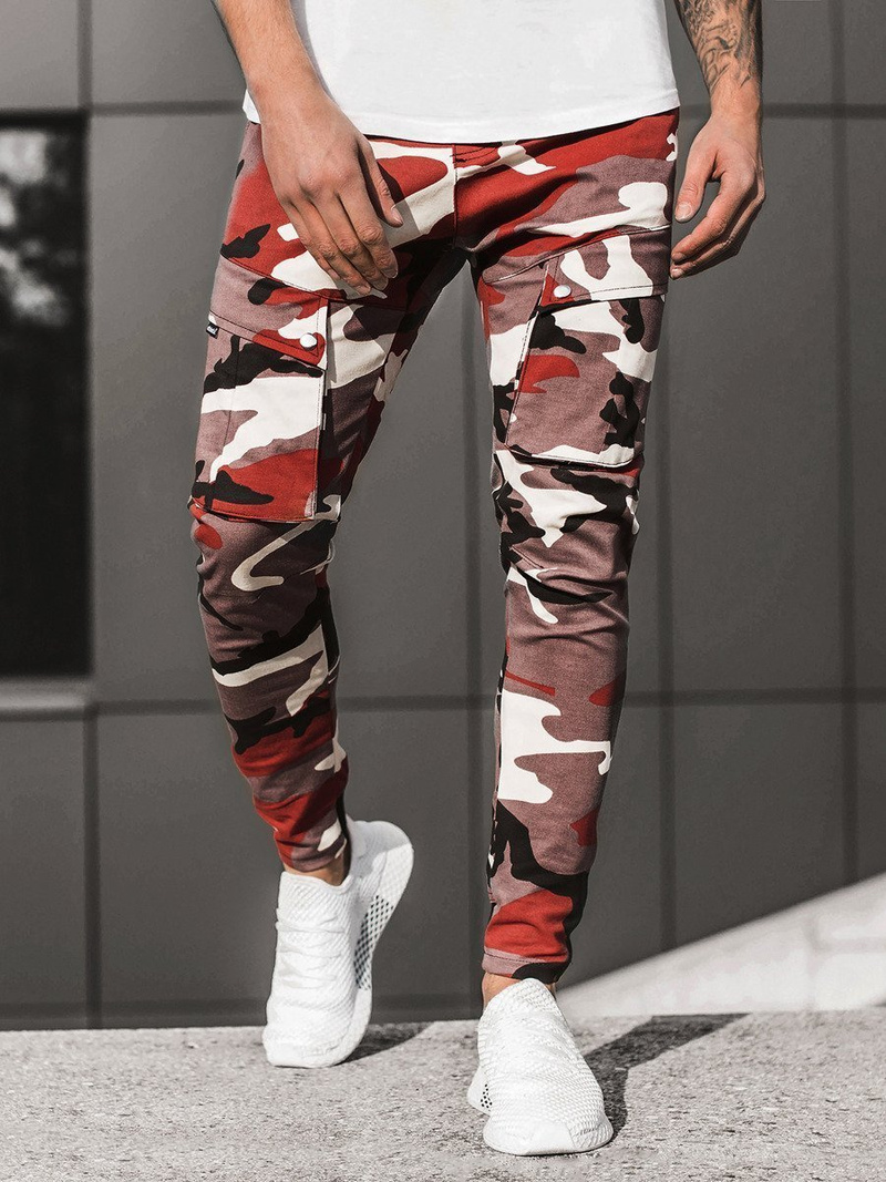 Férfi nadrág jogger bordó-bézs OZONEE A/1003