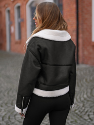 Női Bőrdzseki Fekete OZONEE JS/11Z8256